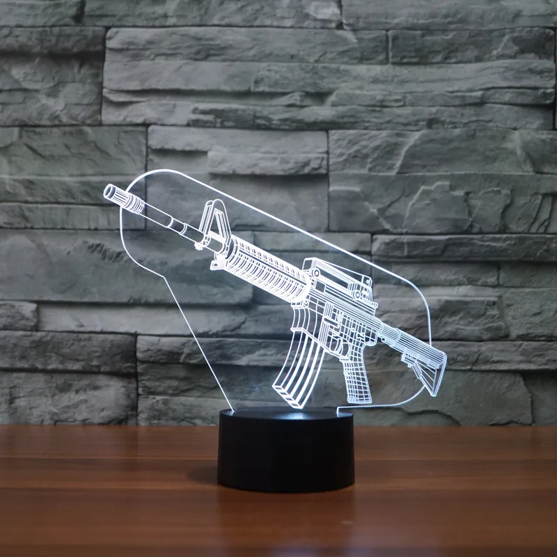 Пистолет-пистолет револьвер 3d ночник сенсорный 7 цветов | Лампы и освещение