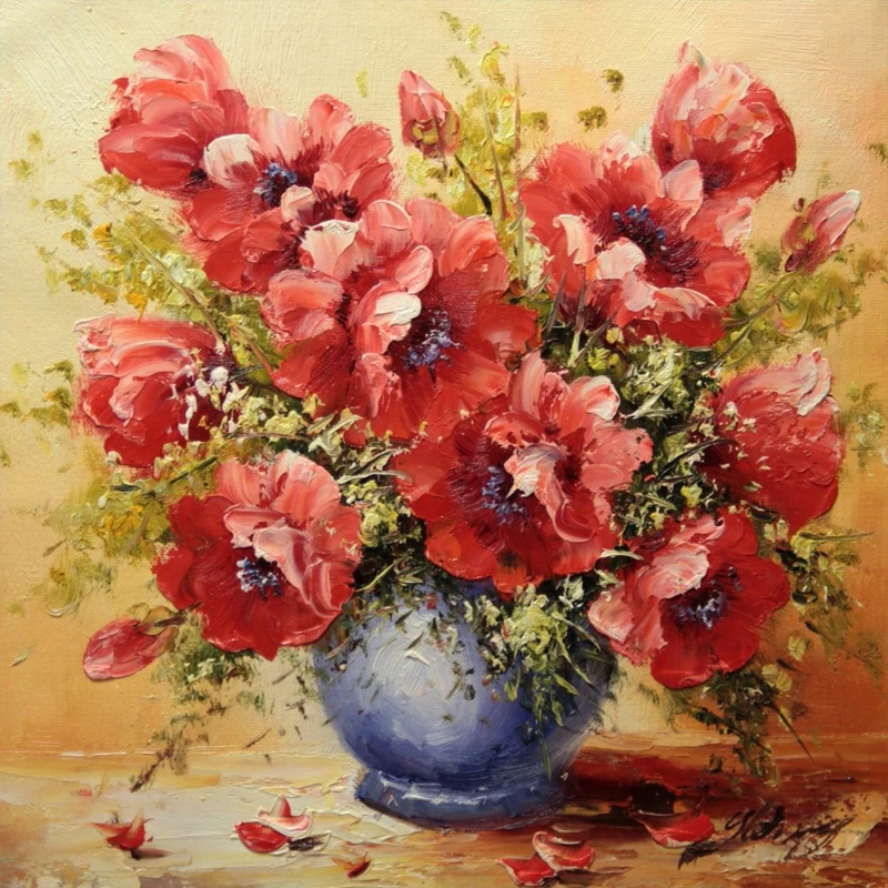 Diy 5d diamond painting cross stitch embroidery mosaic pattern flowers in vase picture stickers home decor | Дом и сад