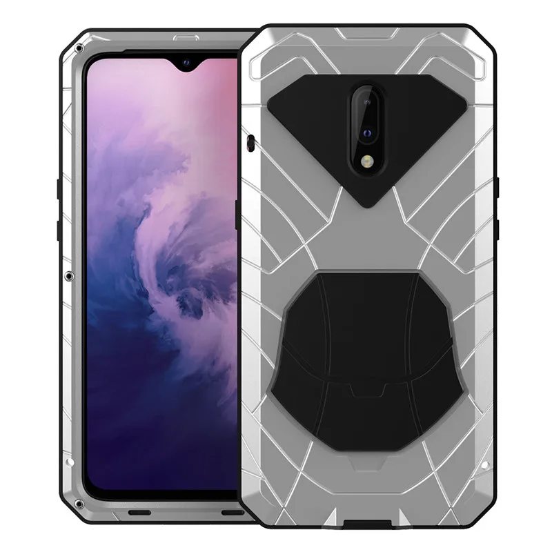 Silver Чехол для Oneplus 6 6T из алюминия и металла, Защитное стекло для экрана, силиконовый бампер, противоударный сверхпрочный чехол для Oneplus 7 7Pro, чехол s - Цвет: Silver