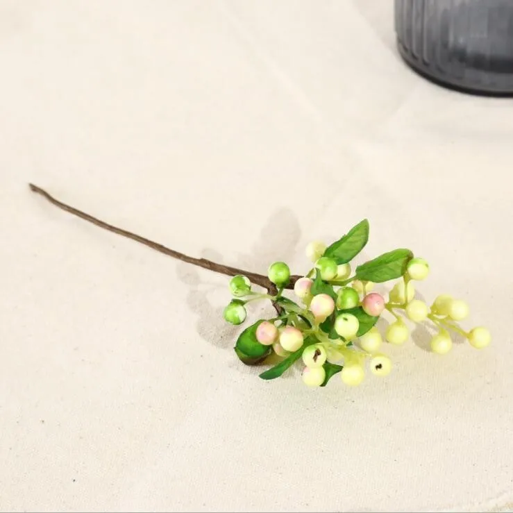 white pink 1 пачка, искусственный цветок черники, бутон, искусственные растения, Шелковый цветок, декоративный венок, ягода для свадьбы, украшения для дома, вечеринки - Цвет: white pink