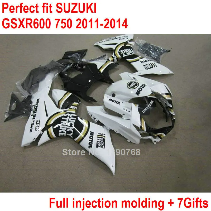 

ABS plastic fairings for Suzuki GSXR600/750 11 12 13 14 white black injection fairing kit GSXR600/750 2011-2014 IY31