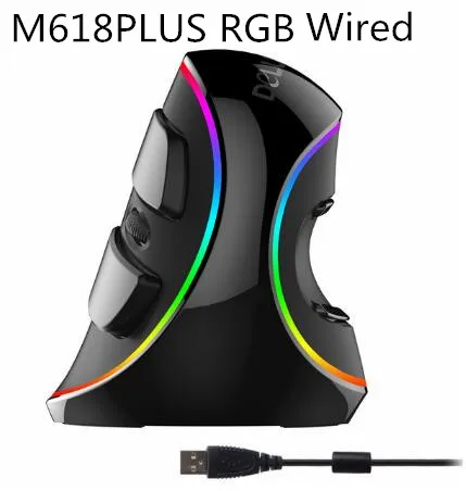 M618 PLUS RGB Delux M618 PLUS RGB вертикальная мышь игровая Проводная эргономичная мышь беспроводная 6 кнопок 4000 dpi оптическая правая рука для ПК ноутбука - Цвет: M618 PLUS RGB