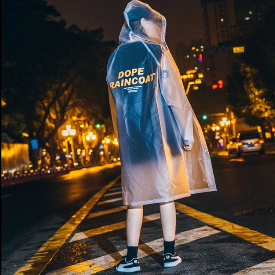 

Ins Geekinstyle Street Stylish Raincoats Adult Waterproof Raincoat Transparent Long Couples Relaxed Simple Raincoat Adult R5C79