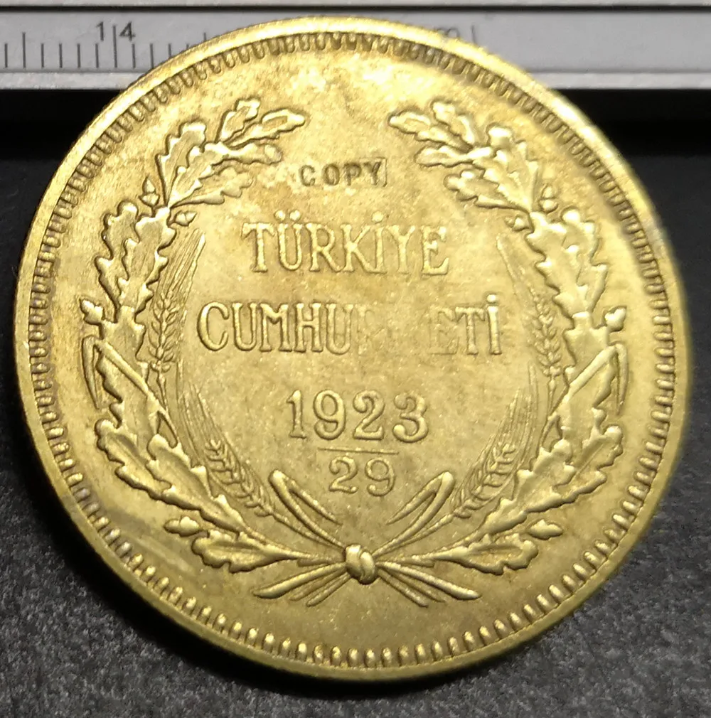 1923/29 Турция 500 Kurus 22K позолоченная копировальная монета 35 мм