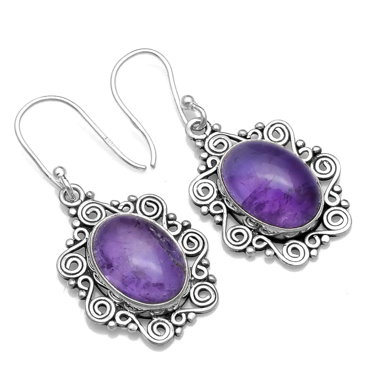 

Genuine Amethyst 925 Sterling Silver Earrings, 36 mm, AE2570