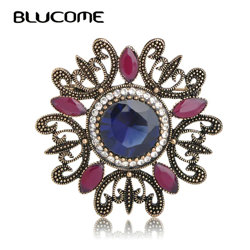 Blucome распродажа круглая брошь в виде цветка для женщин акриловая антикварная