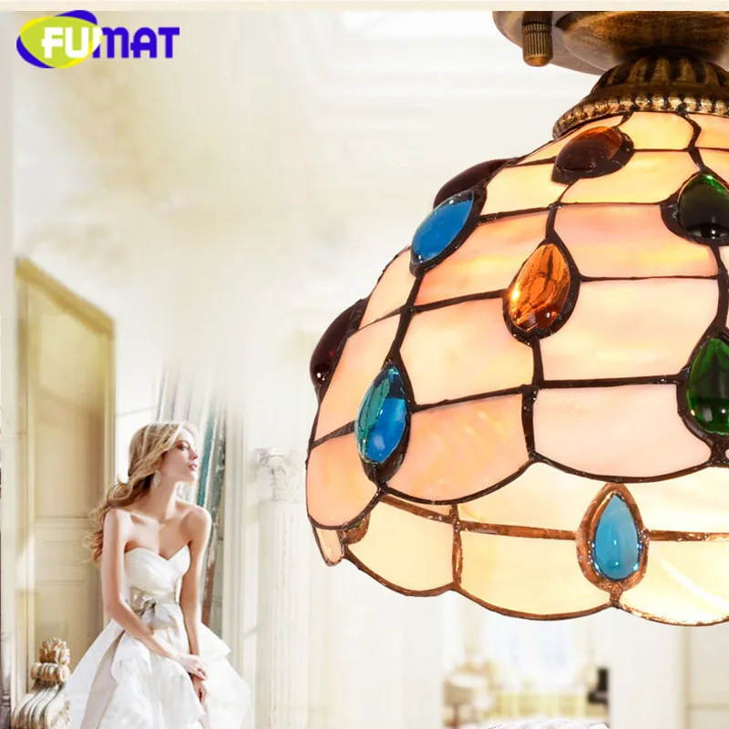 FUMAT потолочные светильники лампа Tiffany Витражная plafondlamp светодиодная