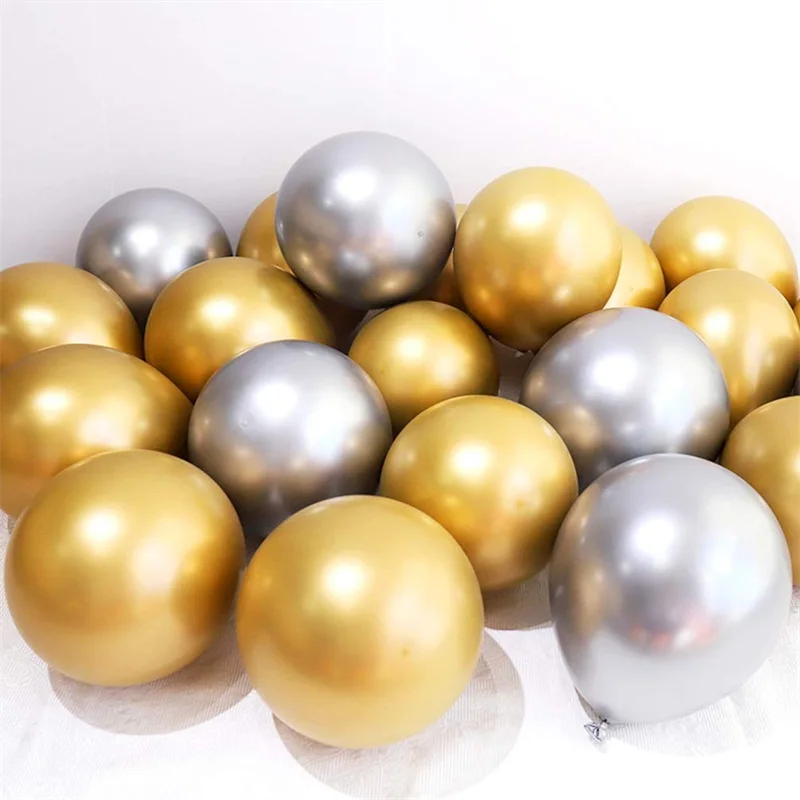 gold silvery 30 шт. 12 дюймов хромовые металлические разноцветные латексные шары Русалочки металлические шары для свадьбы, дня рождения, украшения для вечеринки - Цвет: gold silvery