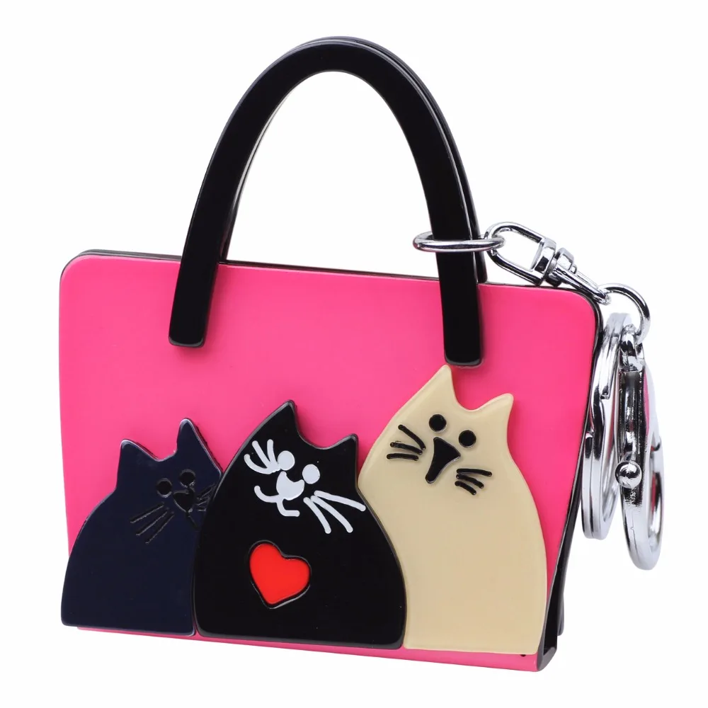 Бонсни Акриловая сумка с котенком на цепочке для ключей.