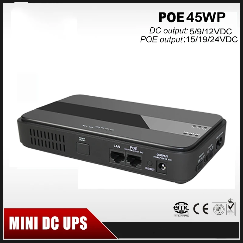 45 Вт мини Портативный UPS с 15/19/24VDC POE (Мощность Over Ethernet) и 5/9/12VDC Интерфейс широкий 85 ~