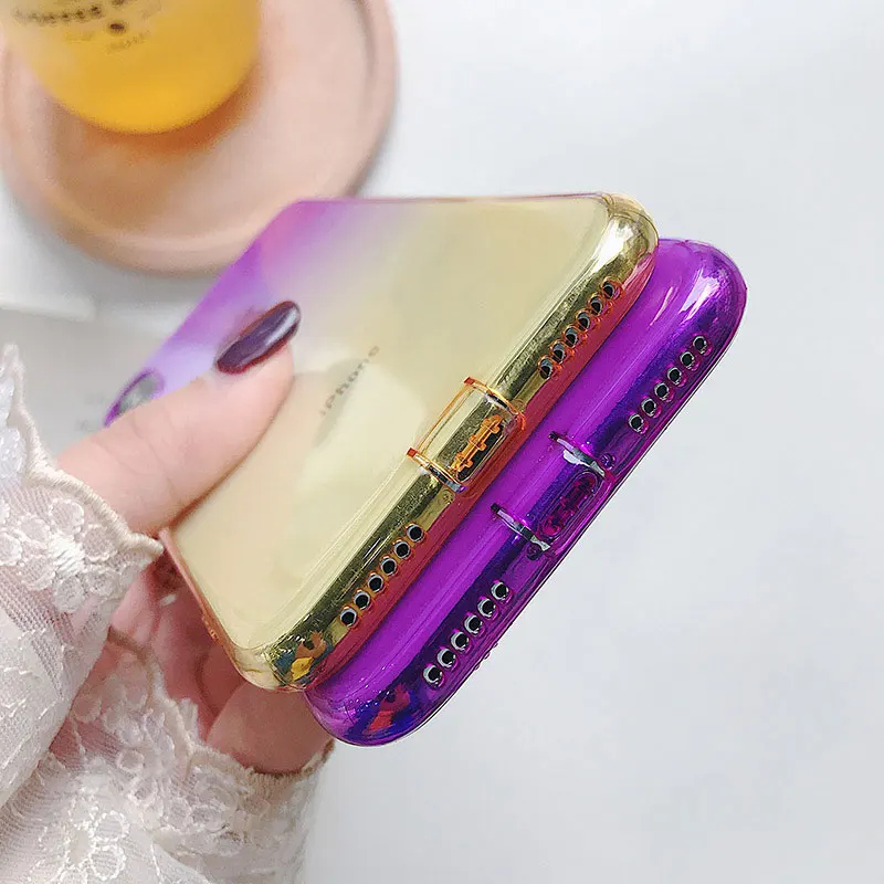 Boucho For iPhone XS MAX XR 7 8 Candy Colors Two-tone Gradient Phone Case X 6 6s Plus Soft Silicone Cover Cases |