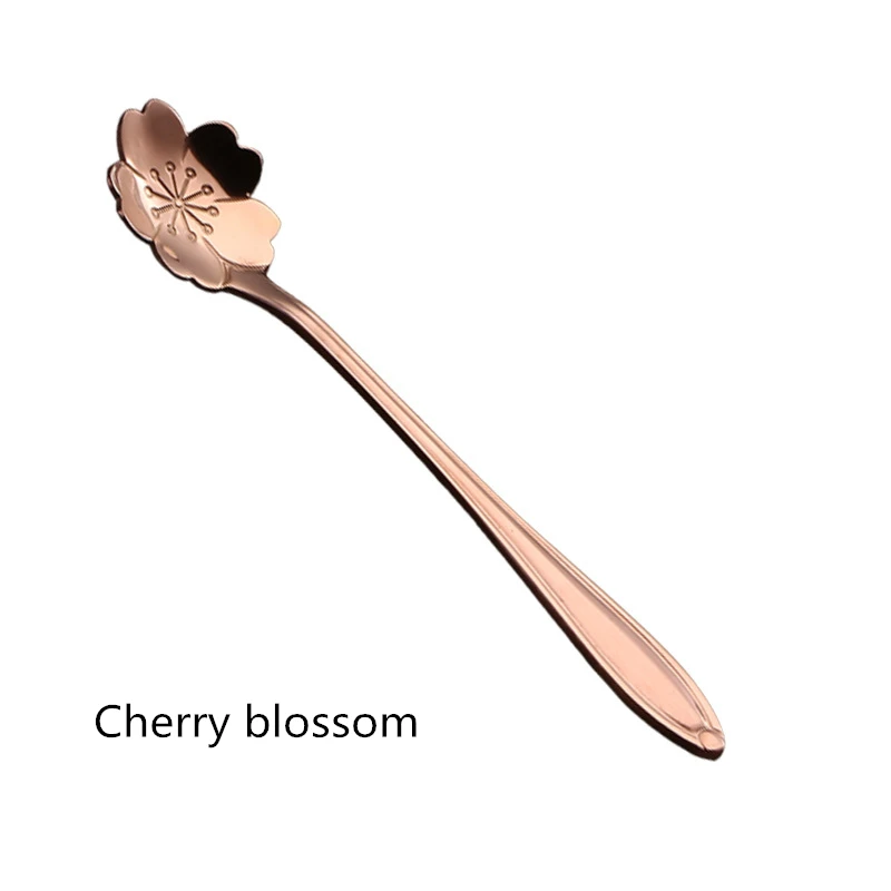 Cherry blossom 1 шт. из нержавеющей стали японские креативные ложки с цветами Молоко Кофе ложка Мороженое Конфета чайная ложка - Цвет: Cherry blossom