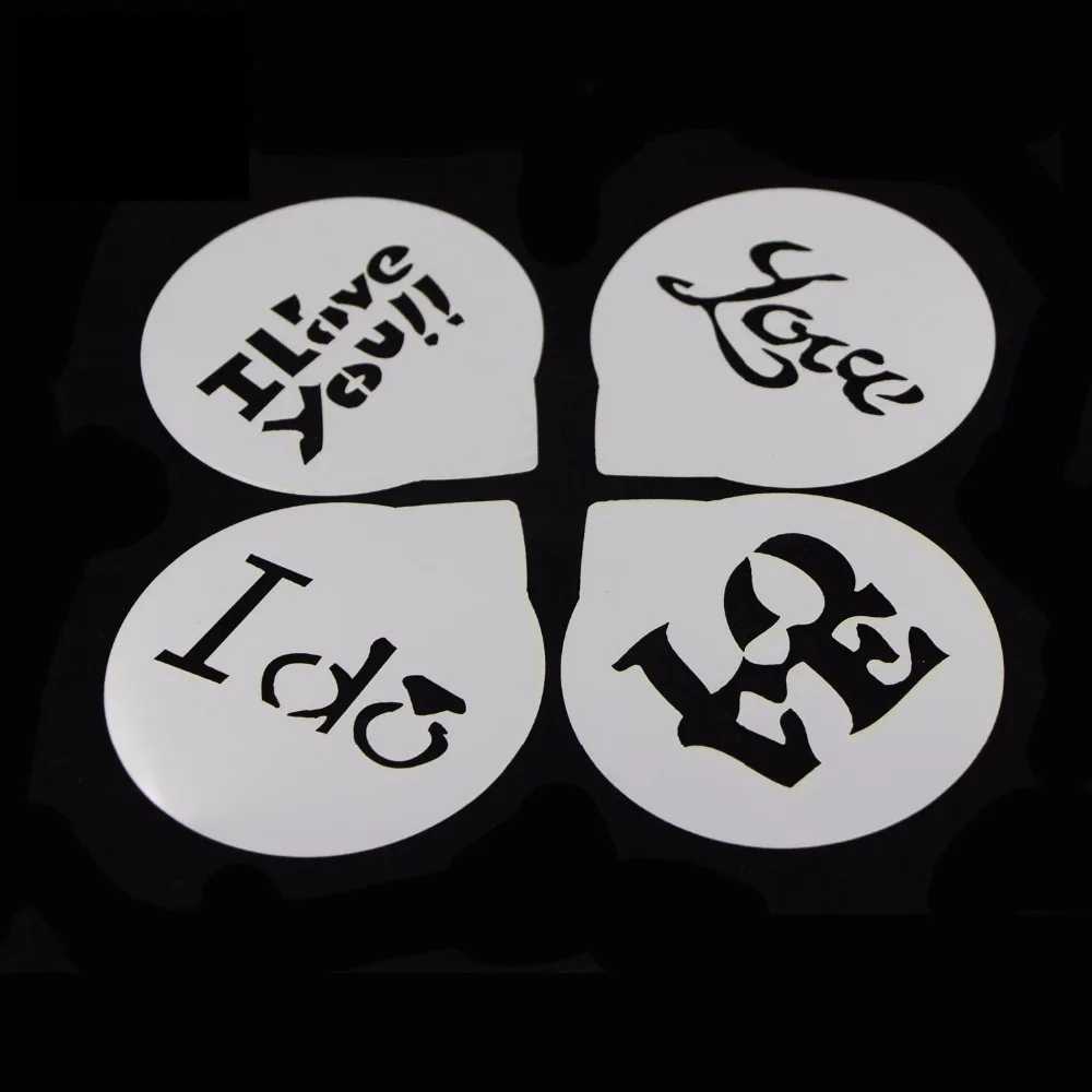 4 шт. трафарет для кофе буквы формы английские слова кекса шаблон выпечки