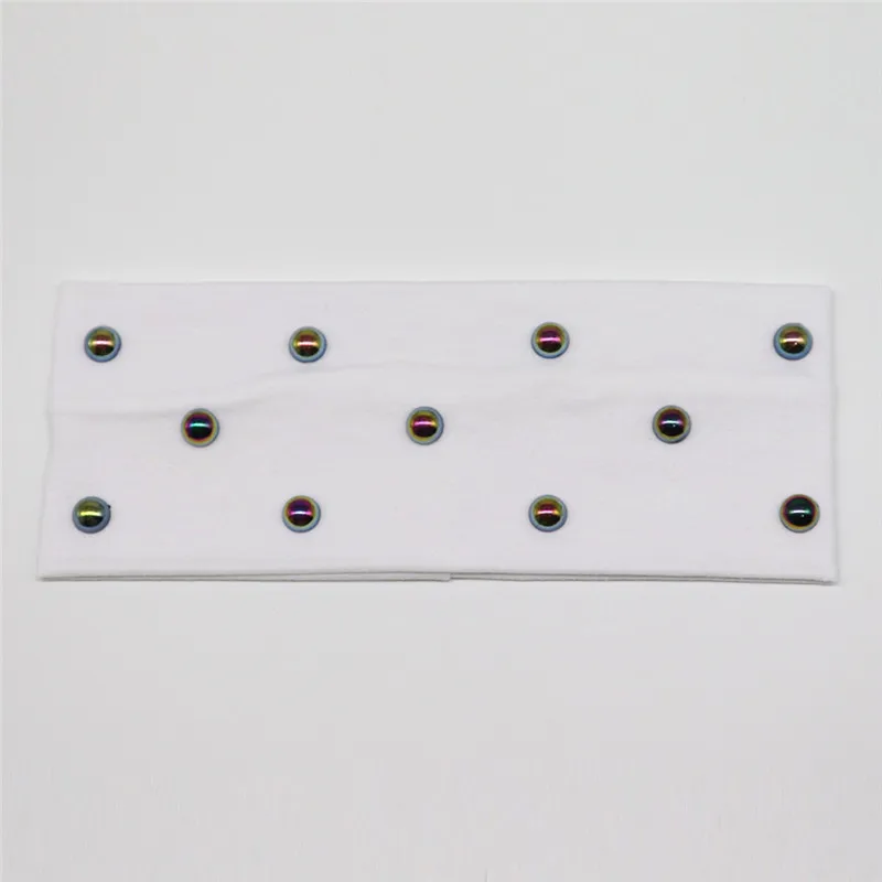 White Multicolor Женский ободок на голову с жемчугом модные стразы эластичные плоские хлопковые эластичные повязки на голову для девочек повязка на голову ручной работы - Цвет: White Multicolor