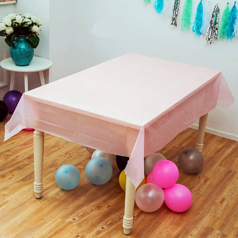

1pcs/lot Kids Girls Favors Wedding Party Pink Solid Color Table cover Baby Shower Decorate Happy Birthday Tablecloth 137*183CM