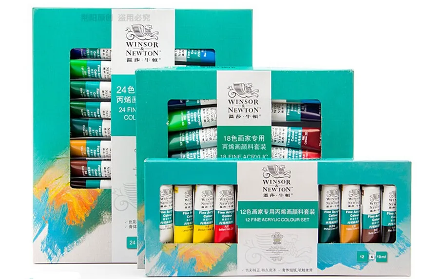 Winsor& Newton акриловых красок комплект 12/18/24 Цвета 10 мл ручная роспись стены рисунок красящий пигмент набор «сделай сам» не исчезает