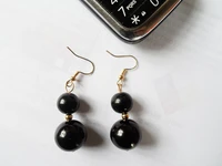 jewelry factory hot new model 14mm black pearl beads earrings for gold color fine quality wholesale