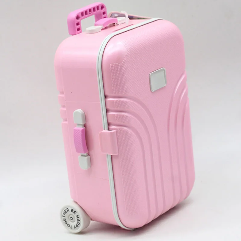 Pink 1 шт. милый кукольный Дорожный чемодан Розовый Серебряный Миниатюрный Кукольный чемодан багажник коробка игрушки для детей лучшие подарки - Цвет: Pink