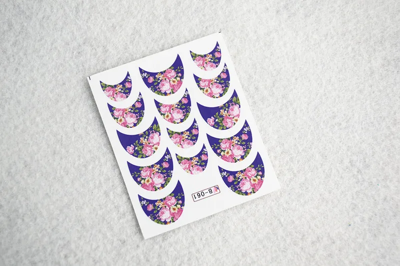 33Sheets/Lot Mixed French Arch Square Flower Peafowl Water Nail Art Sticker Decal Colorful DIY Decoration JINJ003|nail art stickers decals|sticker