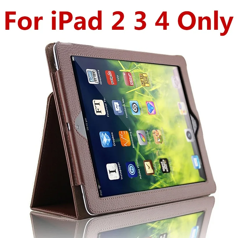 for 2 3 4 Brown Чехол для iPad Air 2, GARUNK, Матовый кожаный флип-чехол из личи, смарт-подставка, защитный чехол для iPad 2/3/4, iPad 6, Аксессуары для планшетов - Цвет: for 2 3 4 Brown