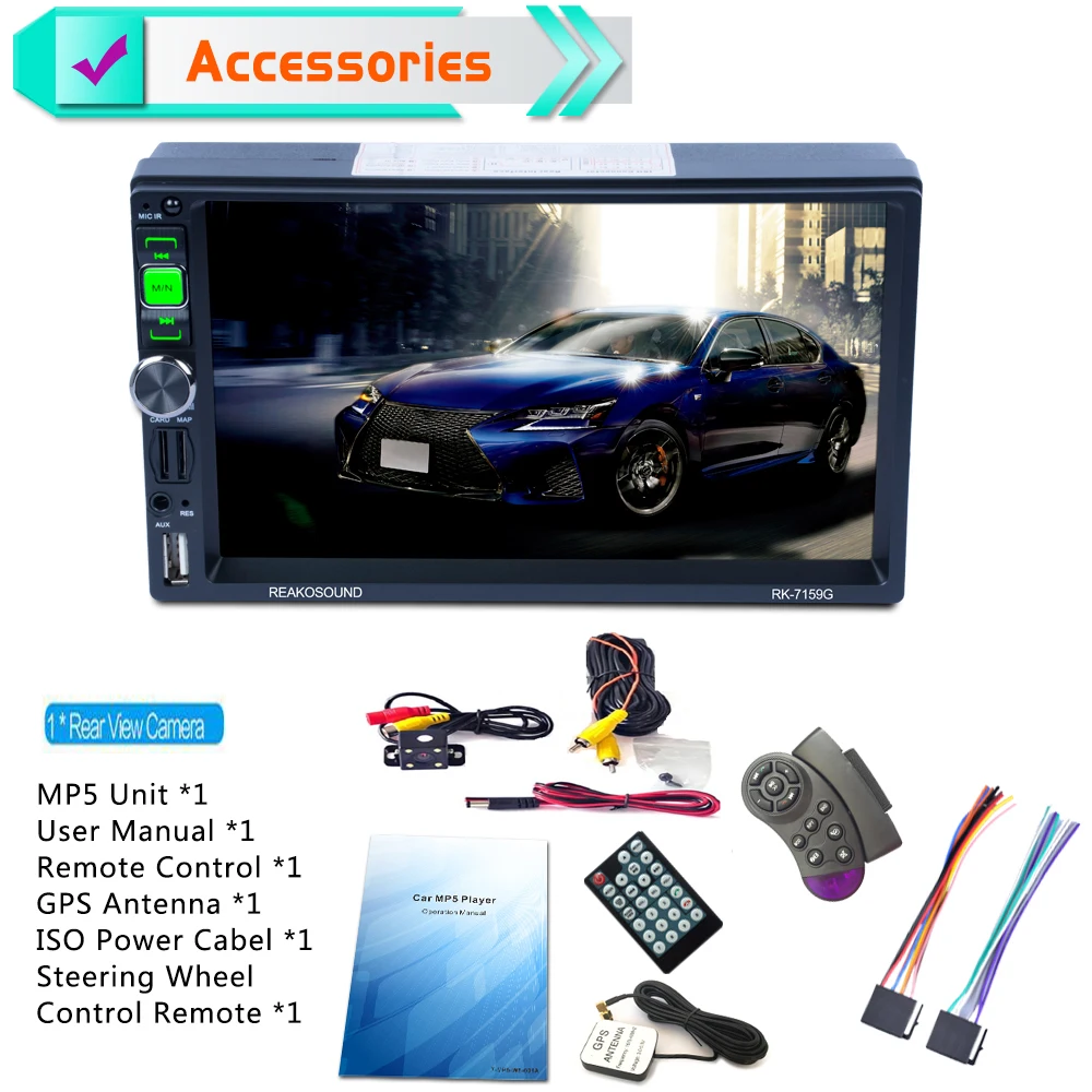 2 DIN 1080P Univeral PK 7159G автомобильный DVD видео плеер 12 В сенсорный выключатель Экран GPS