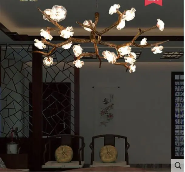 Natural style Chinese chandelier branches plum blossom theme restaurant box tea house Zen room engineering lamp | Лампы и освещение