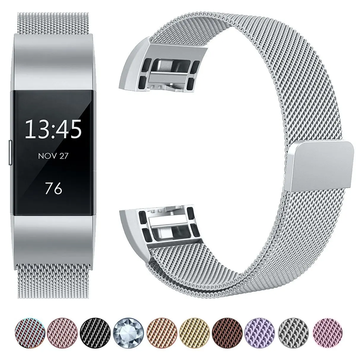 8 Магнитный браслет из нержавеющей стали ремешок для Fitbit Charge 2 сменные браслеты миланские полосы для Charge 2 Аксессуары для часов - Цвет: 8