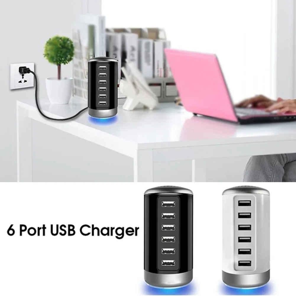 Зарядная Станция путешествия 6 Порты смартфон планшеты Smart идентификации Desktop