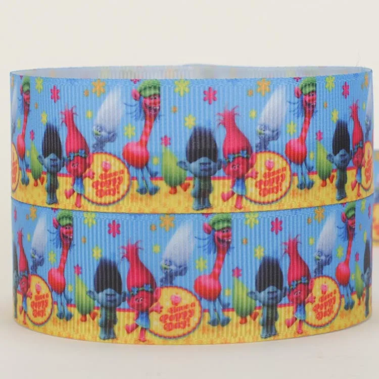 Новые продажи 50 ярдов Счастливый мультфильм тролли ленты печатных grosgrain