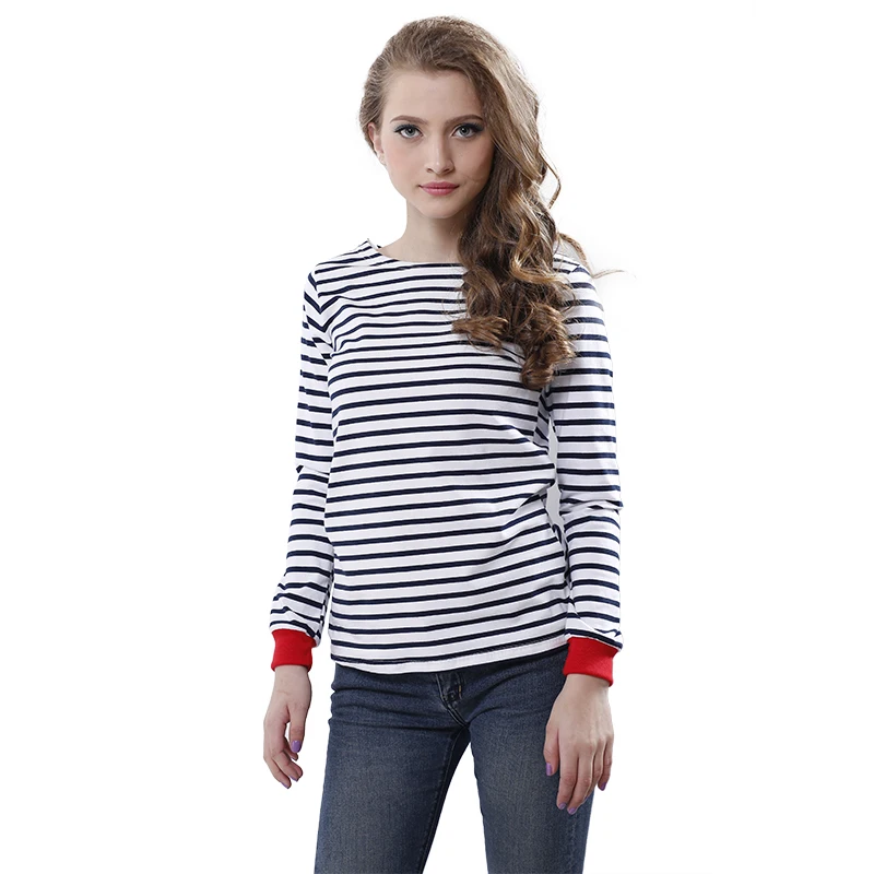 Блузка в полоску Женская Модная Тонкая Повседневная рубашка с длинным рукавом и