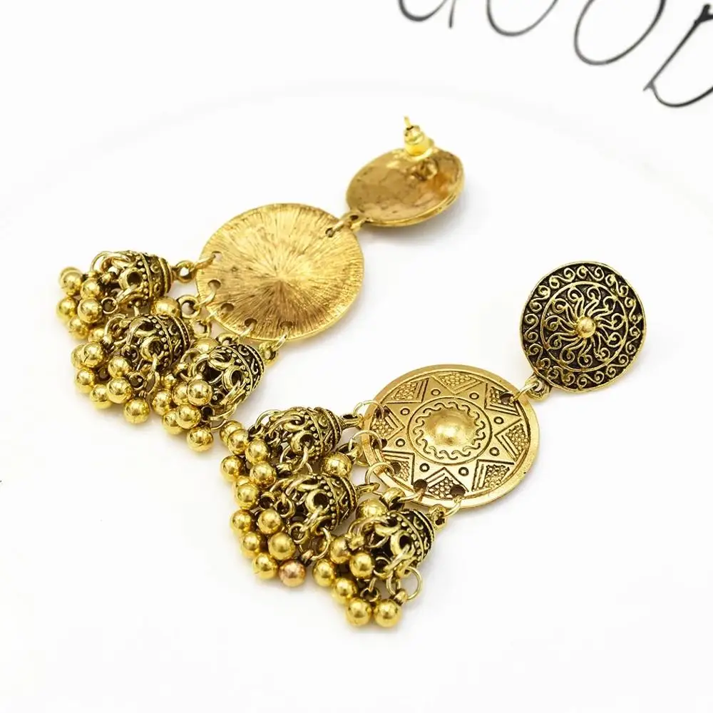 Висячие серьги Jhumki Jhumka с большими длинными кисточками золотые индийские