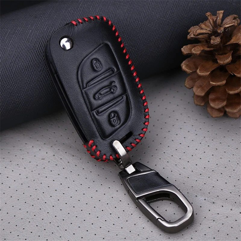 Модный кожаный чехол для ключей с брелком Peugeot 408/307 Citroen C2 C3 C4 C5 C4L C-Triomphe KX C-Quatre