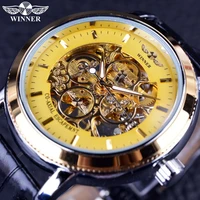 winner 4 ring designer transparent case back skeleton winner logo carving mens watch top brand luxury mechanical watch clock men