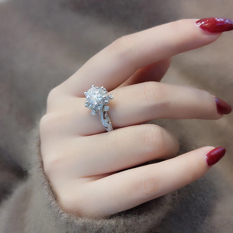 18K 750Au White Gold 1ct DF color Lab Diamond Engagement Ring Moissanite Halo For Women | Украшения и аксессуары