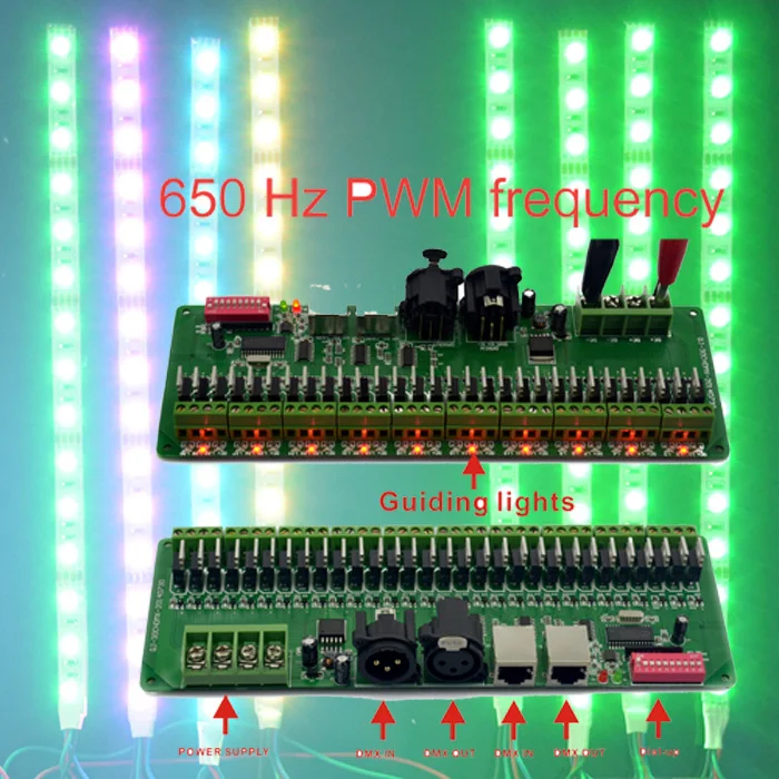 DC 9V 24V 30 каналов DMX декодер RGB Светодиодные полосы света драйвер 512 без пластиковой