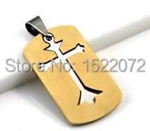 

Wholesale and retail Men's Stainless Steel Cross Dog Tag necklace cheap custom metal gold silver cross dog tags necklace