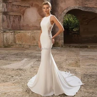 lace mermaid wedding dresses 2021 satin court train sleeveless zipper plus size bridal gowns robe de mariee vestido de noiva