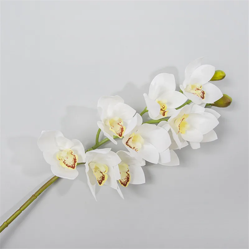 Настоящее прикосновение 3D печать cymbidium 10 голова искусственный цветок латекс на
