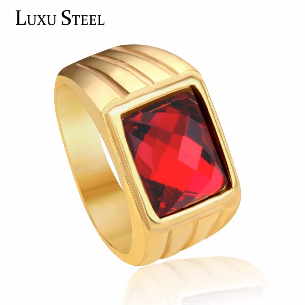 LUXUSTEEL обручальные кольца с красным камнем золотого цвета ювелирные изделия 2020