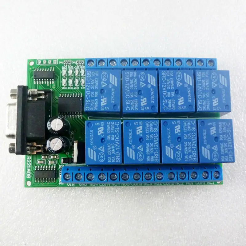Релейная плата 12 в пост. Тока 8 каналов RS232 USB UART DB9 пульт дистанционного управления