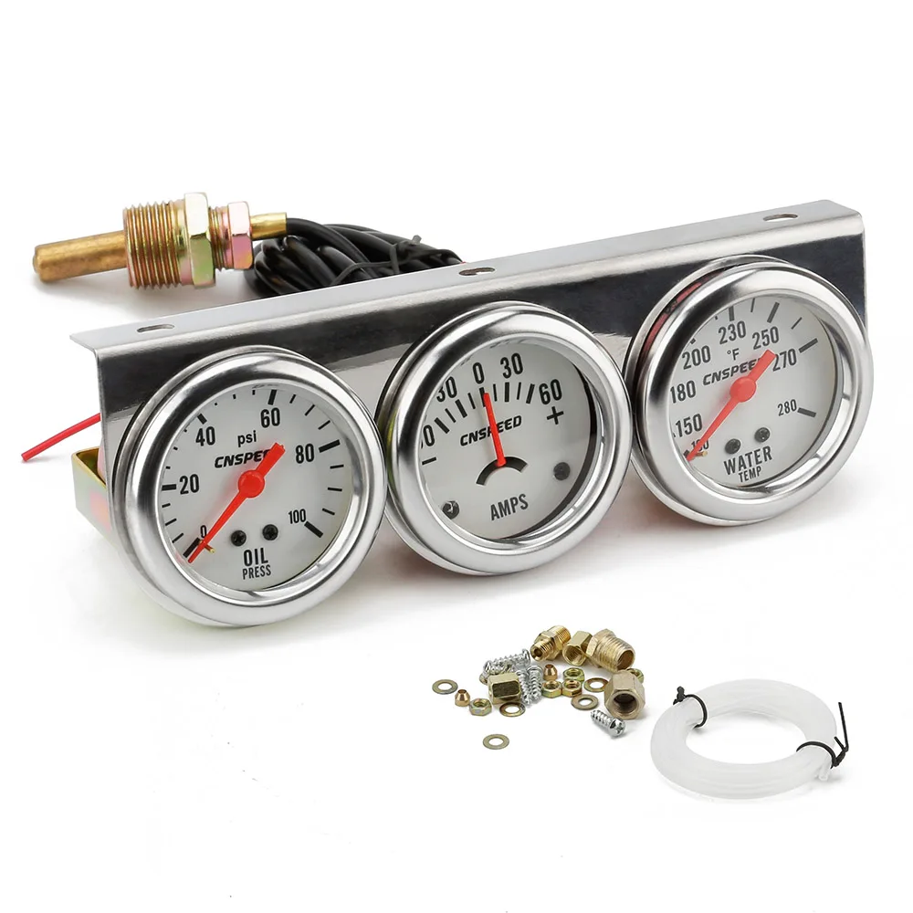 CNSPEED 2" Amp Gauge Water Temp Oil Pressure meter Triple Auto Set with sensor YC101323 | Автомобили и мотоциклы