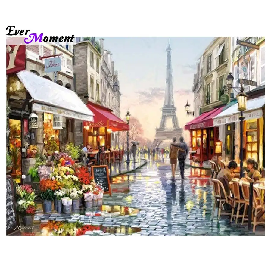 

HOT 5D 3D Diamond Painting Canvas Wall Art Pictures For Living Room DIY Diamond Embroidery Mosaic Romantic Lover Paris ASF515