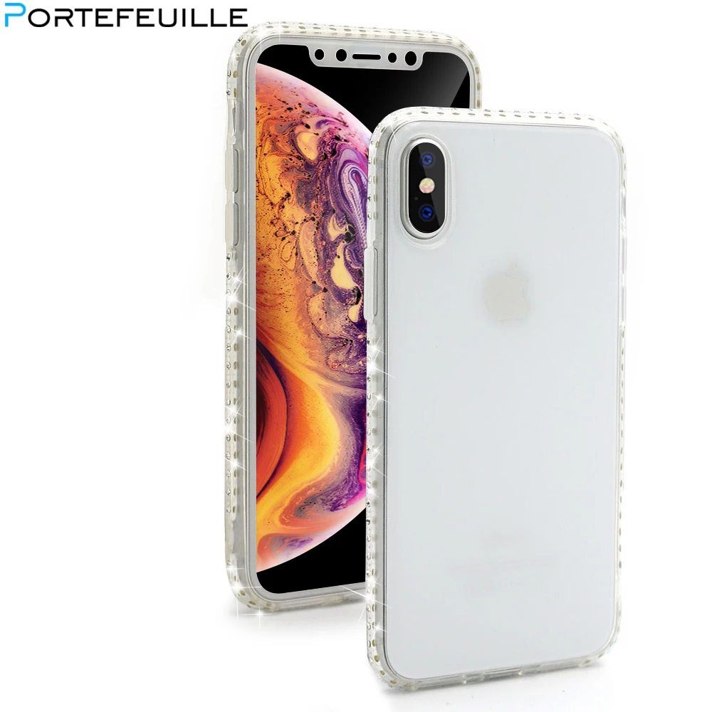 Portefeuille мягкий чехол для iPhone XR X 8 7 6s плюс 5S SE с сияющими блестками Прозрачный ТПУ XS