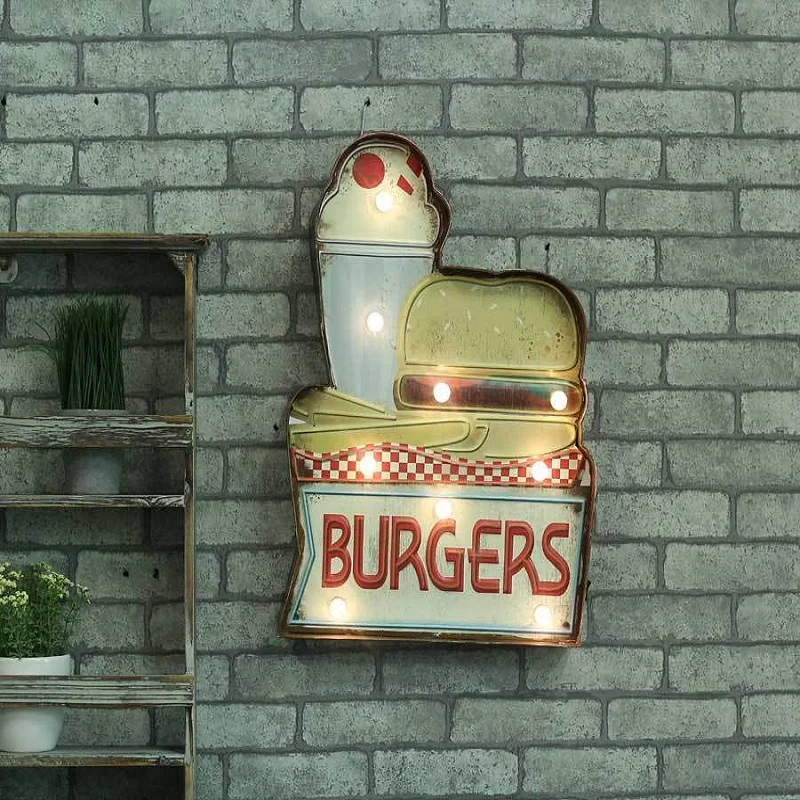 Винтажный домашний декор светодиодный неоновый знак Cerveja Hamburgers Signage световой