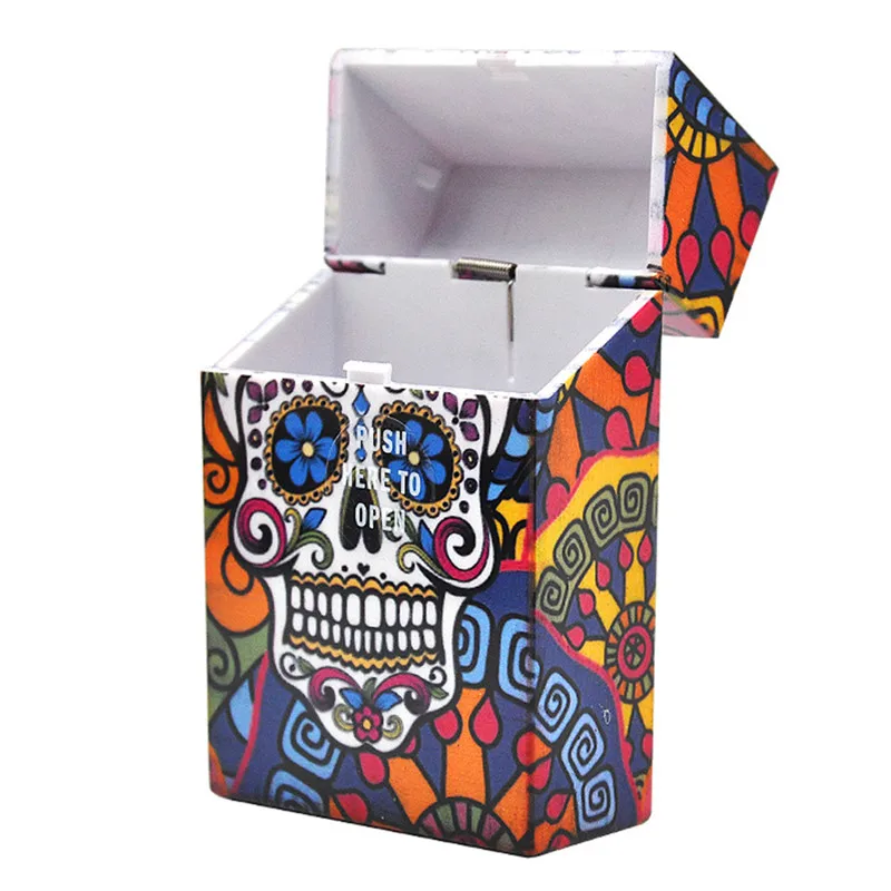 6 Style Cigarettes Holder 20Pcs Cigar Cigarette Box Smoking Printed Skull Tobacco Storage Case Popup Ejection Container | Дом и сад