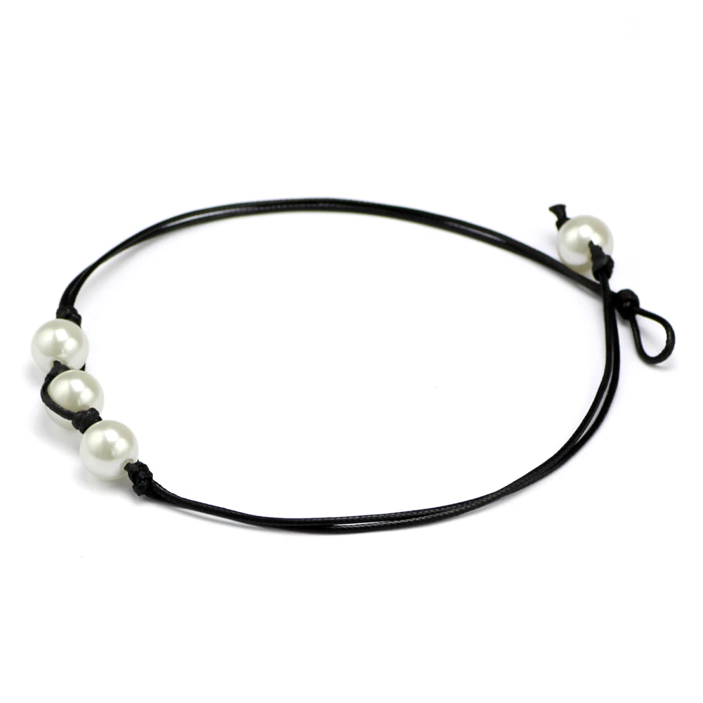 Cultured Freshwater Bib Leather Pearl Necklace Choker Jewelry For Women | Украшения и аксессуары