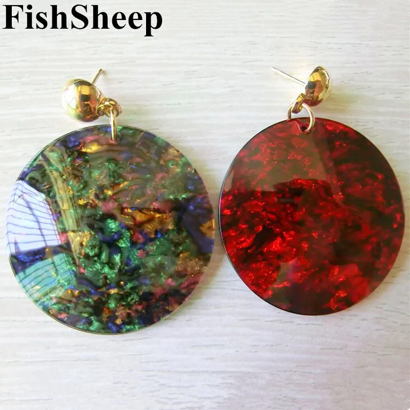 FishSheep новые большие круглые акриловые Висячие серьги для женщин геометрические