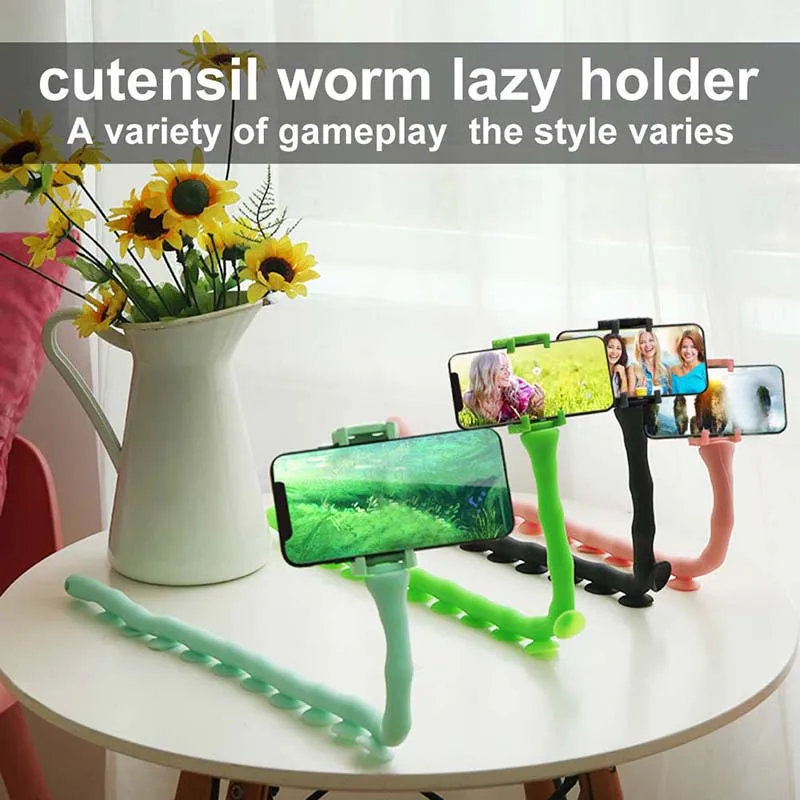 

New Mobile Phone Bracket Worm Shape 360 Degree Rotation Flexible Durable Phone Holder DOM668