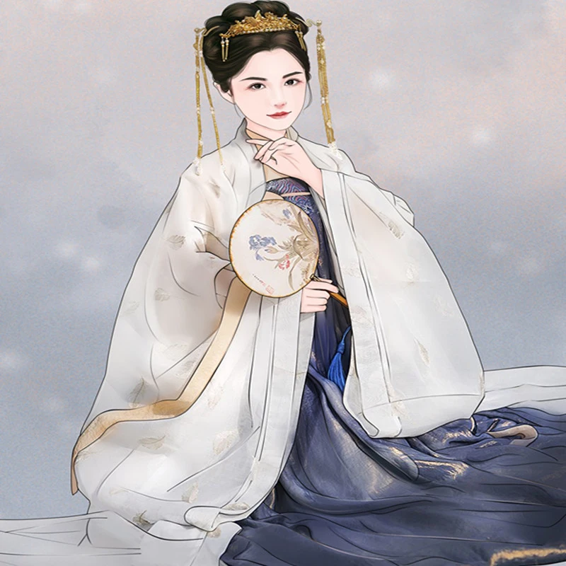 Hanfu женское сказочное платье 3 шт. костюм белое пальто традиционный старинный китайский женский костюм народный карнавальный наряд Hanfu bl197