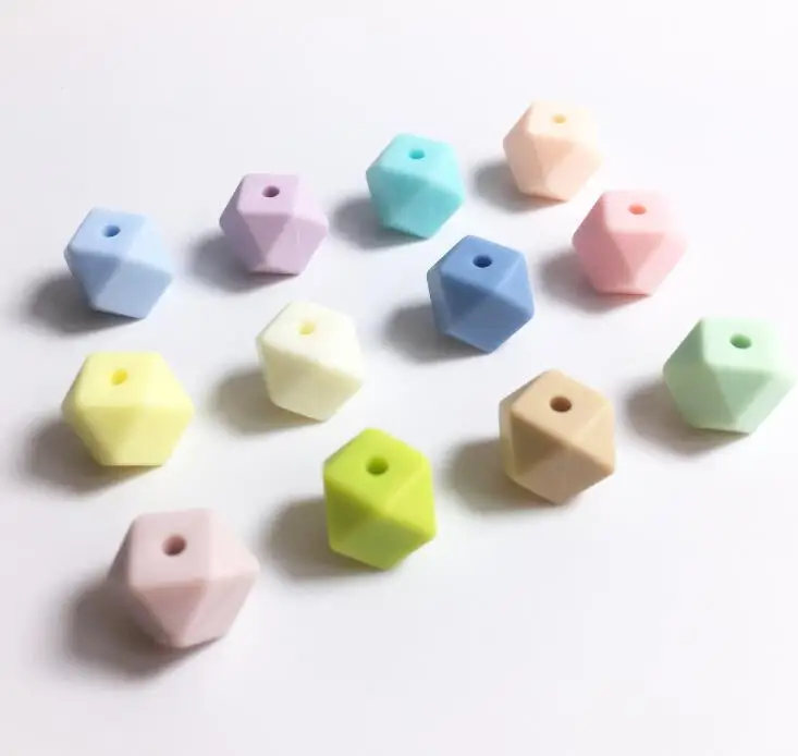 candy colors F silicone beads Hexagon candy color 100PC baby teether Mini Hexagon bead Necklace Pendant DIY nursing bracelet kids beads - Цвет: candy colors F